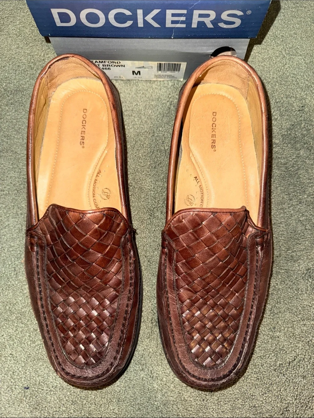 Dockers Brown Woven Leather Slip-On Loafers